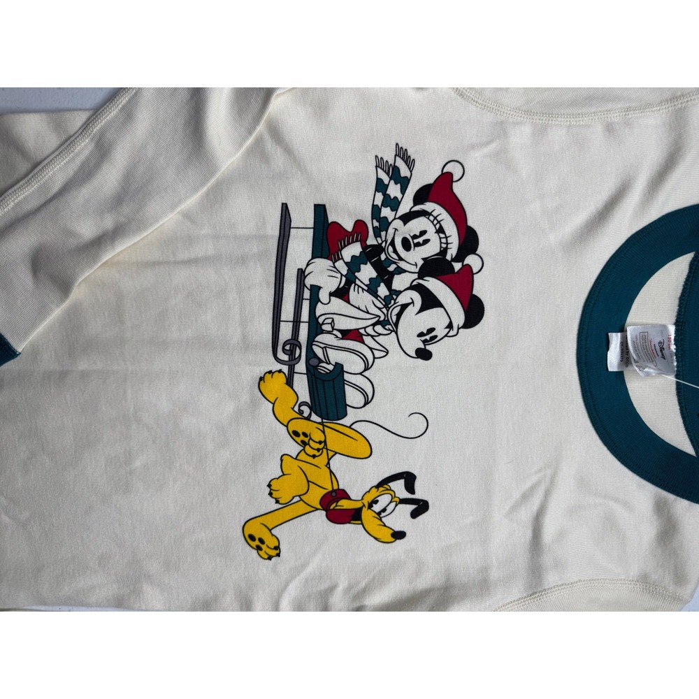 Hanna Andersson Disney Mickey Minnie Pluto Christmas Pajama Top Kids 12 Organic - Picture 3 of 5